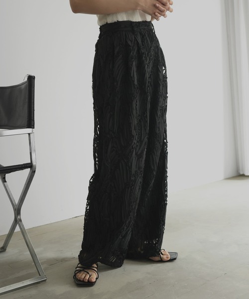 hellam(へラム)の「刺繍レース ストレートパンツ(その他パンツ・レディース・ベージュ/ブラック/アイボリー・FREE)」の15枚目の写真