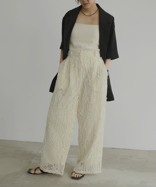 hellam(へラム)の「刺繍レース ストレートパンツ(その他パンツ・レディース・ベージュ/ブラック/アイボリー・FREE)」の5枚目の写真