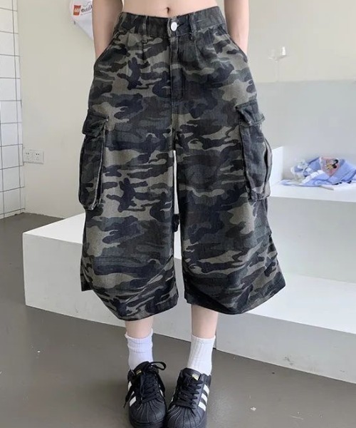 marbleマーブル　迷彩柄パンツ 迷彩マーブルプリント ジーンズ 018 ダメージ加工風 B系 HIPHOP