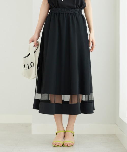 BELLUNA PLUS(ベルーナ)の「裾シアーデザインチュール重ねスカート(スカート・レディース・グレー/ブラック・MEDIUM/LARGE/X-LARGE)」の2枚目の写真