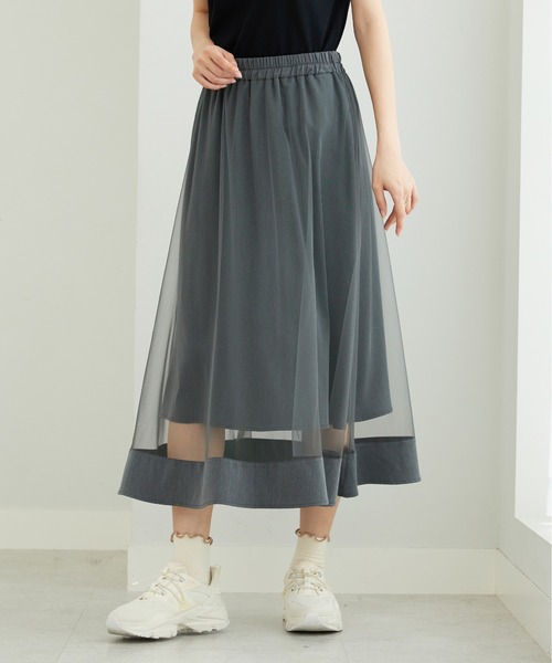 BELLUNA PLUS(ベルーナ)の「裾シアーデザインチュール重ねスカート(スカート・レディース・グレー/ブラック・MEDIUM/LARGE/X-LARGE)」の13枚目の写真