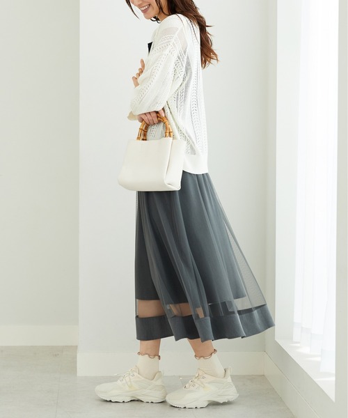 BELLUNA PLUS(ベルーナ)の「裾シアーデザインチュール重ねスカート(スカート・レディース・グレー/ブラック・MEDIUM/LARGE/X-LARGE)」の16枚目の写真