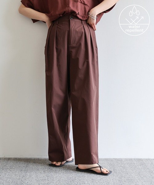 A16582 美品 マッキントッシュ タックワイドスラックス ブラウン系 W33 セール】【Et】撥水ツータックワイドパンツ（スラックス