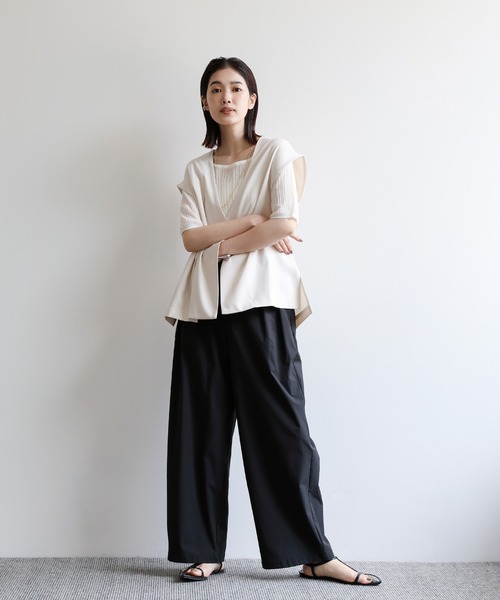 select MOCA Et(セレクトモカエト)の「【Et】Water-repellent 2Tuck Wide Pants(スラックス・レディース・ブラック/ブラウン・LARGE/MEDIUM)」の4枚目の写真
