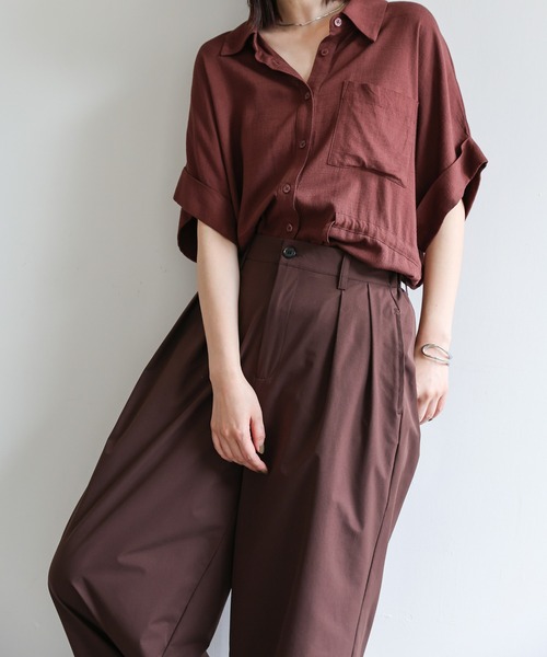 select MOCA Et(セレクトモカエト)の「【Et】Water-repellent 2Tuck Wide Pants(スラックス・レディース・ブラック/ブラウン・LARGE/MEDIUM)」の8枚目の写真