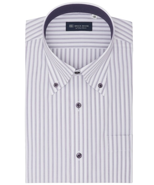 TOKYO SHIRTS(トウキョウシャツ)の「【吸水速乾】 形態安定ノンアイロン ボタンダウン 半袖ビジネスワイシャツ(ビジネスシャツ・メンズ・パープル・首回り39cm/首回り41cm/首回り42cm/首回り43cm/首回り37cm)」の1枚目の写真