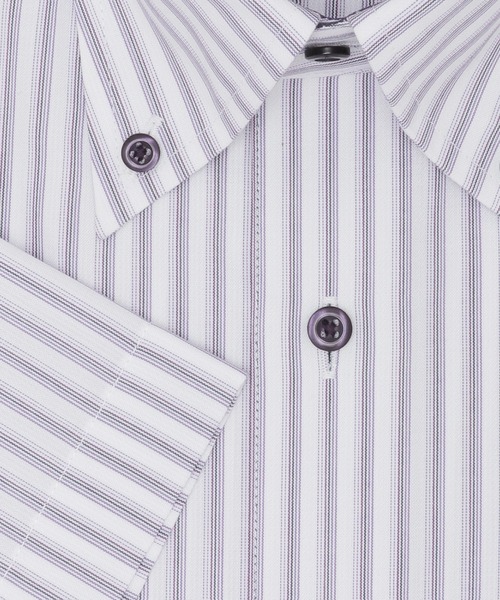 TOKYO SHIRTS(トウキョウシャツ)の「【吸水速乾】 形態安定ノンアイロン ボタンダウン 半袖ビジネスワイシャツ(ビジネスシャツ・メンズ・パープル・首回り39cm/首回り41cm/首回り42cm/首回り43cm/首回り37cm)」の3枚目の写真