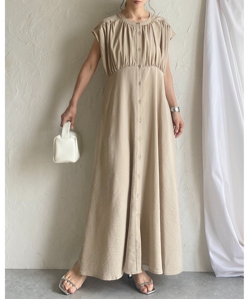 nest robe リネン ロングワンピース シャツワンピース フレア