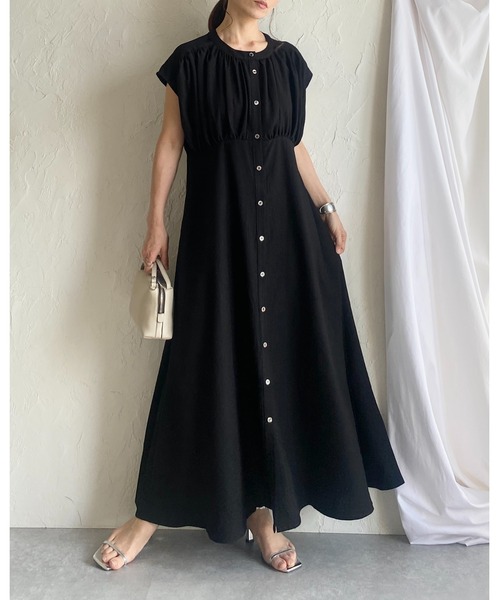美品✨エブール　リネン100% ロングコート　シャツワンピース　フレア　マキシ丈 セール】 フレアマキシワンピース （ロング・マキシ丈ワンピース