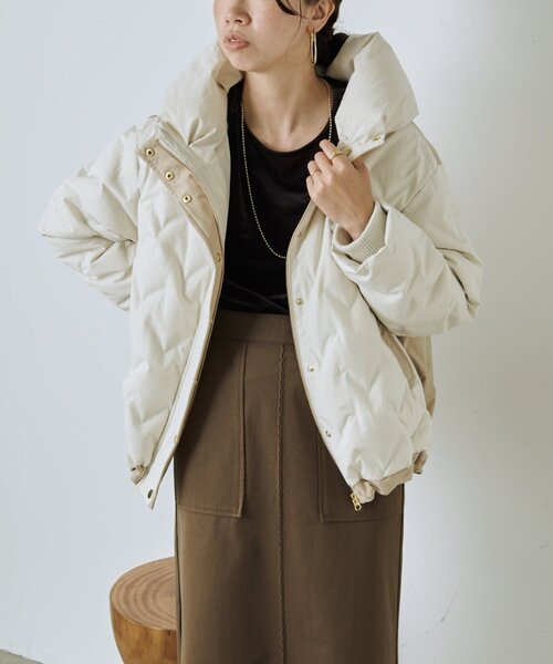 Jena　espace merveilleux 配色テントラインダウンジャケット セール】配色テントラインダウンジャケット（ダウンジャケット/コート