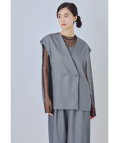 niana(ニアナ)の「マニッシュベストセットアップ 3点セット ベスト パンツドレス オールインワン シアー トップス ストライプ 結婚式 成人式 二次会 同窓会 セレモニー パーティードレス オケージョンドレス お呼ばれ(パンツドレス・レディース・ブラウン/グレー/ブラック/イエロー・S/M/L)」の13枚目の写真