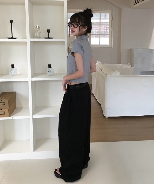 anyonemore（エニワンモア）の「ポケットスリム半袖カラーTシャツ（シャツ/ブラウス・レディース・ホワイト/グレー/ブラック・FREE）」の10枚目の写真