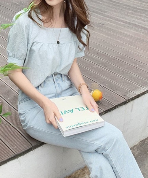 shoppinggo(ショッピングゴー)の「新作ブラウス シャツブラウス スクエアネック チェック柄(シャツ/ブラウス・レディース・ブラック/グリーン・M/L)」の19枚目の写真