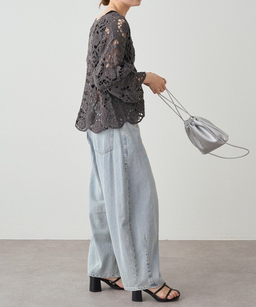 PUAL CE CIN（ピュアルセシン）の「かぎ針編み風カーディガン（カーディガン/ボレロ・レディース・ナチュラル/チャコールグレー・FREE）」の19枚目の写真