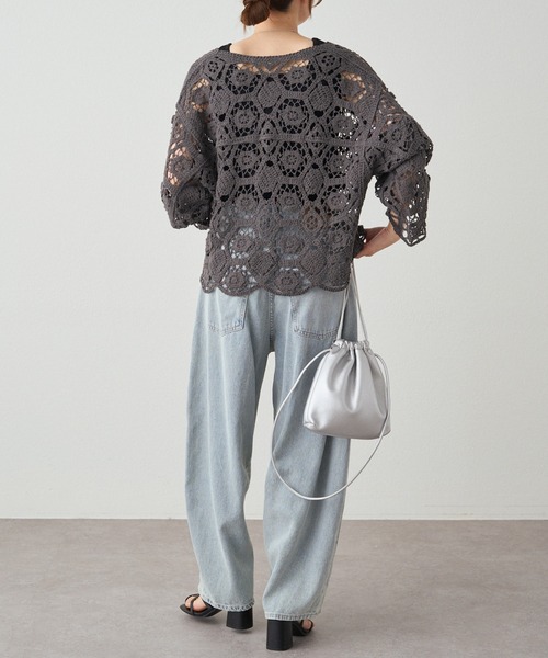 PUAL CE CIN（ピュアルセシン）の「かぎ針編み風カーディガン（カーディガン/ボレロ・レディース・ナチュラル/チャコールグレー・FREE）」の20枚目の写真