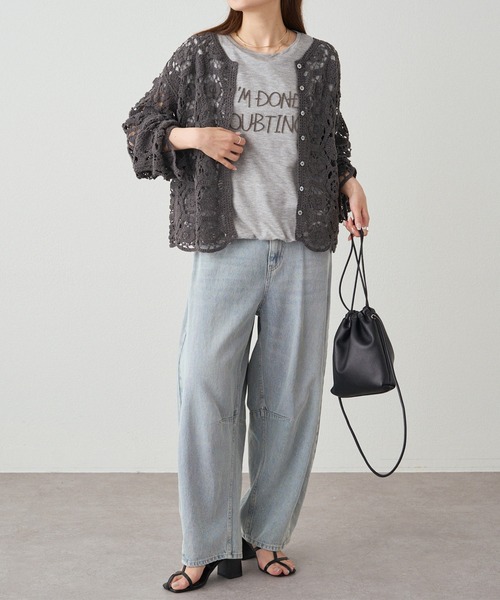 PUAL CE CIN（ピュアルセシン）の「かぎ針編み風カーディガン（カーディガン/ボレロ・レディース・ナチュラル/チャコールグレー・FREE）」の22枚目の写真