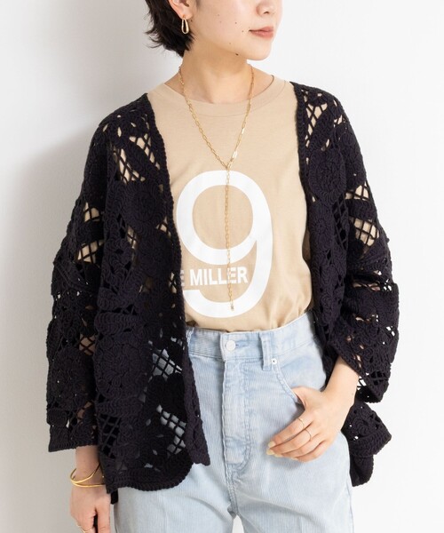 Rie Miller（リエミラー）の「《手洗い可能》レース刺繍7分袖ボレロ（カーディガン/ボレロ・レディース・オフホワイト/ブラック・38）」の2枚目の写真