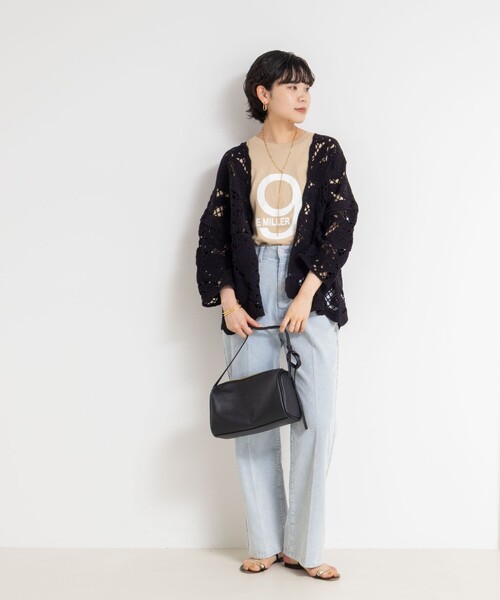 Rie Miller（リエミラー）の「《手洗い可能》レース刺繍7分袖ボレロ（カーディガン/ボレロ・レディース・オフホワイト/ブラック・38）」の15枚目の写真
