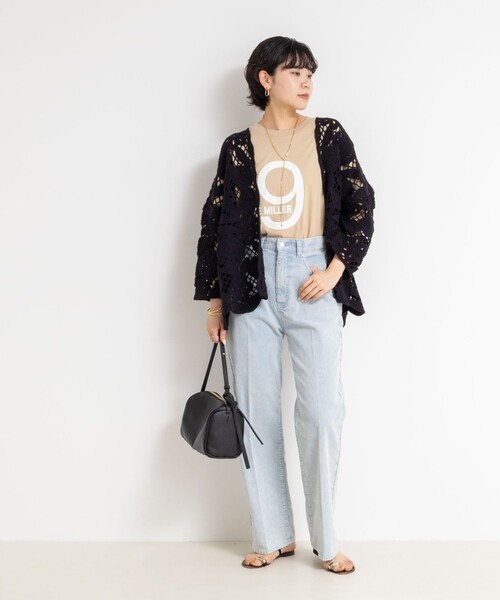 Rie Miller（リエミラー）の「《手洗い可能》レース刺繍7分袖ボレロ（カーディガン/ボレロ・レディース・オフホワイト/ブラック・38）」の17枚目の写真