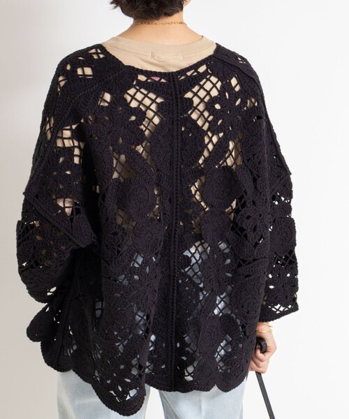 Rie Miller（リエミラー）の「《手洗い可能》レース刺繍7分袖ボレロ（カーディガン/ボレロ・レディース・オフホワイト/ブラック・38）」の18枚目の写真