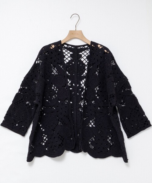 Rie Miller（リエミラー）の「《手洗い可能》レース刺繍7分袖ボレロ（カーディガン/ボレロ・レディース・オフホワイト/ブラック・38）」の9枚目の写真