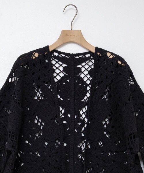 Rie Miller（リエミラー）の「《手洗い可能》レース刺繍7分袖ボレロ（カーディガン/ボレロ・レディース・オフホワイト/ブラック・38）」の10枚目の写真