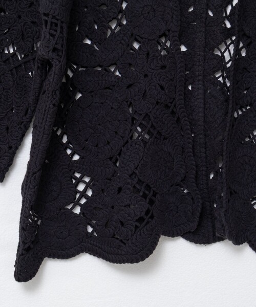 Rie Miller（リエミラー）の「《手洗い可能》レース刺繍7分袖ボレロ（カーディガン/ボレロ・レディース・オフホワイト/ブラック・38）」の11枚目の写真