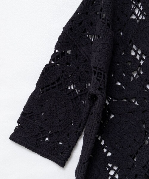 Rie Miller（リエミラー）の「《手洗い可能》レース刺繍7分袖ボレロ（カーディガン/ボレロ・レディース・オフホワイト/ブラック・38）」の12枚目の写真
