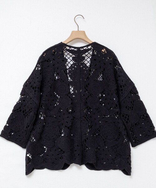 Rie Miller（リエミラー）の「《手洗い可能》レース刺繍7分袖ボレロ（カーディガン/ボレロ・レディース・オフホワイト/ブラック・38）」の14枚目の写真