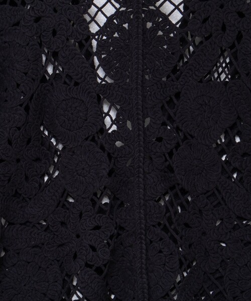 Rie Miller（リエミラー）の「《手洗い可能》レース刺繍7分袖ボレロ（カーディガン/ボレロ・レディース・オフホワイト/ブラック・38）」の4枚目の写真