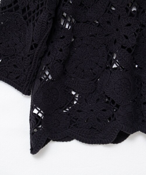 Rie Miller（リエミラー）の「《手洗い可能》レース刺繍7分袖ボレロ（カーディガン/ボレロ・レディース・オフホワイト/ブラック・38）」の5枚目の写真