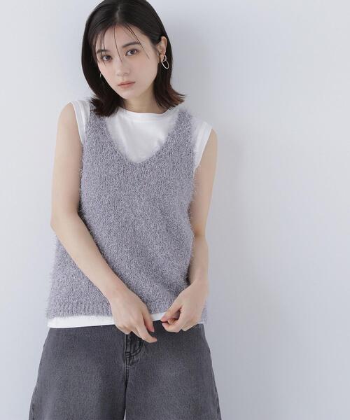 NATURAL BEAUTY BASIC（ナチュラルビューティーベーシック）の「◇フリンジニットベストセット（ベスト・レディース・グレー系その他/オフホワイト/ベージュ系その他・FREE）」の2枚目の写真