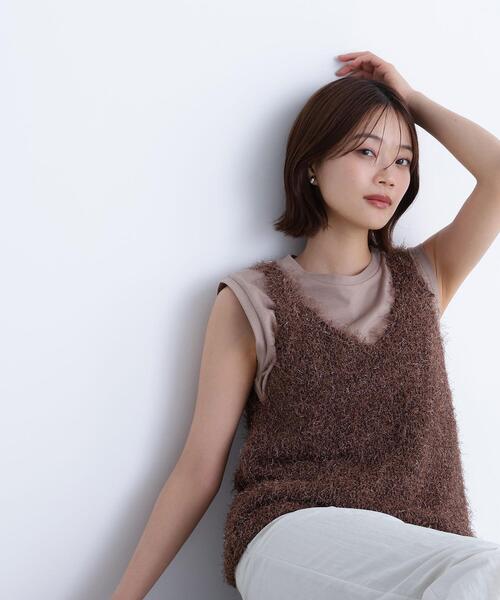 NATURAL BEAUTY BASIC（ナチュラルビューティーベーシック）の「◇フリンジニットベストセット（ベスト・レディース・グレー系その他/オフホワイト/ベージュ系その他・FREE）」の3枚目の写真