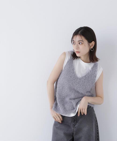 NATURAL BEAUTY BASIC（ナチュラルビューティーベーシック）の「◇フリンジニットベストセット（ベスト・レディース・グレー系その他/オフホワイト/ベージュ系その他・FREE）」の12枚目の写真