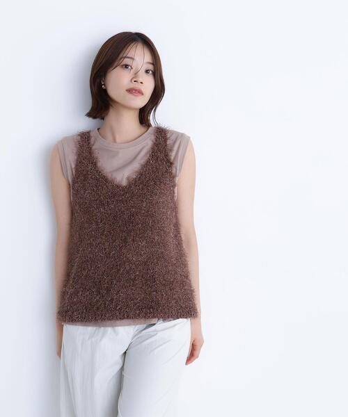 NATURAL BEAUTY BASIC（ナチュラルビューティーベーシック）の「◇フリンジニットベストセット（ベスト・レディース・グレー系その他/オフホワイト/ベージュ系その他・FREE）」の5枚目の写真