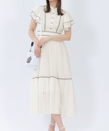 超美品！マリークワント　現行品　デイジーエポボタンカットジョーゼット ワンピース MARY QUANT（マリークワント）の「デイジーエポボタンカット