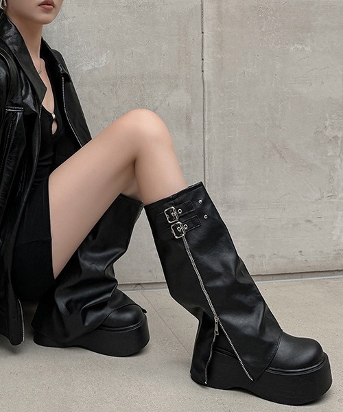 セール】ダブルベルト ボリューム ロングカバーブーツ culs137（ブーツ