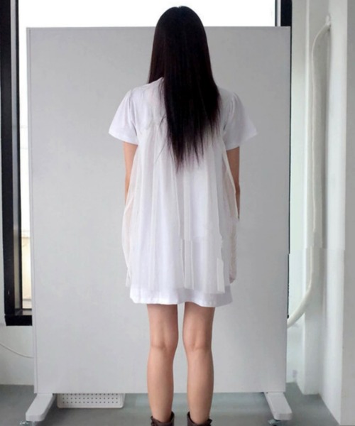 Vipoa(ヴィポア)の「tulle docking dress(ワンピース・レディース・ホワイト/グレー/ブラック・FREE)」の4枚目の写真
