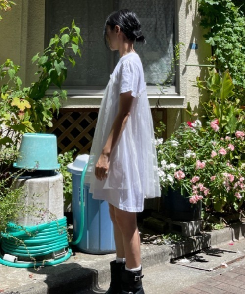 Vipoa(ヴィポア)の「tulle docking dress(ワンピース・レディース・ホワイト/グレー/ブラック・FREE)」の5枚目の写真