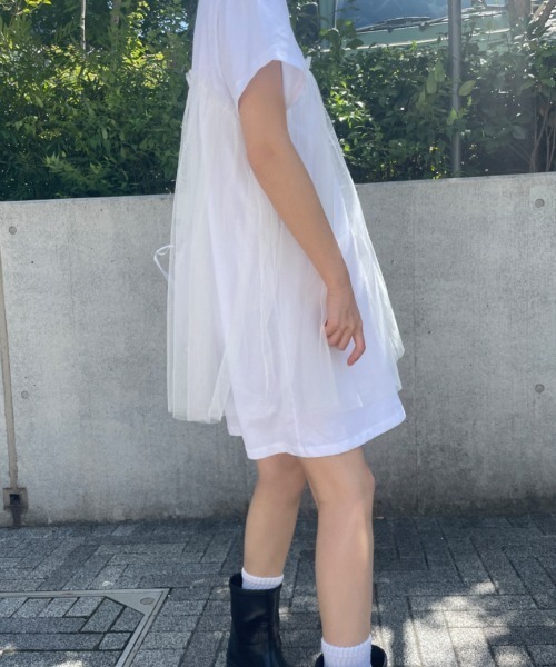 Vipoa(ヴィポア)の「tulle docking dress(ワンピース・レディース・ホワイト/グレー/ブラック・FREE)」の7枚目の写真