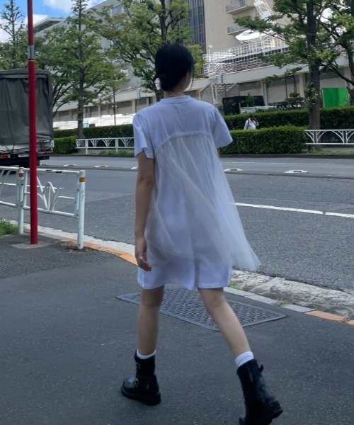 Vipoa(ヴィポア)の「tulle docking dress(ワンピース・レディース・ホワイト/グレー/ブラック・FREE)」の8枚目の写真