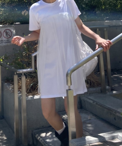 Vipoa(ヴィポア)の「tulle docking dress(ワンピース・レディース・ホワイト/グレー/ブラック・FREE)」の10枚目の写真