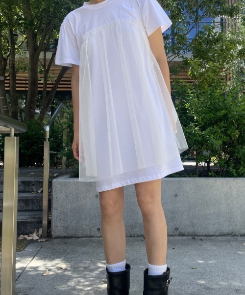 Vipoa(ヴィポア)の「tulle docking dress(ワンピース・レディース・ホワイト/グレー/ブラック・FREE)」の12枚目の写真