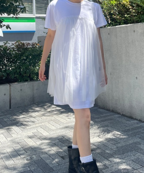 Vipoa(ヴィポア)の「tulle docking dress(ワンピース・レディース・ホワイト/グレー/ブラック・FREE)」の16枚目の写真