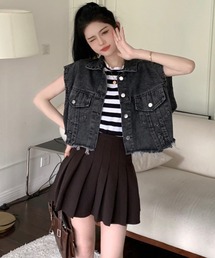 MASHIRO（マシロ）の「【MASHIRO】カットオフショート丈デニムベスト（ベスト）」