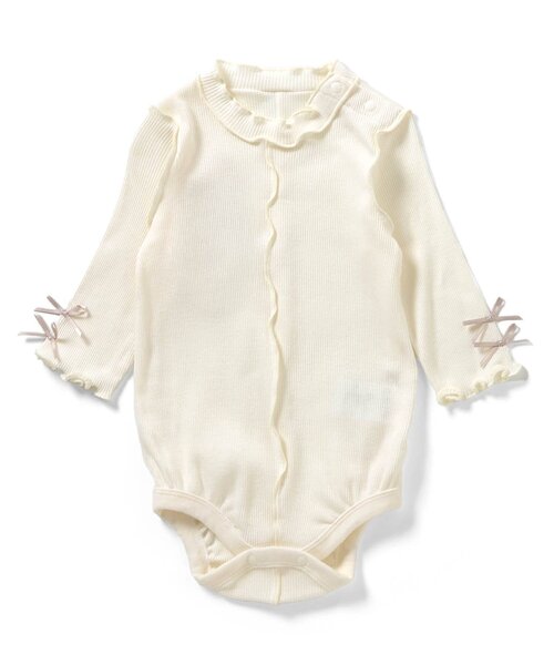 apres les cours（アプレレクール）の「メロウリブボディースーツ（ロンパース・キッズ・ブラウン/オフホワイト/ピンク・80/70）」の12枚目の写真