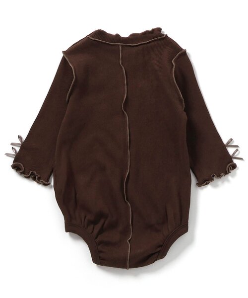 apres les cours（アプレレクール）の「メロウリブボディースーツ（ロンパース・キッズ・ブラウン/オフホワイト/ピンク・80/70）」の15枚目の写真