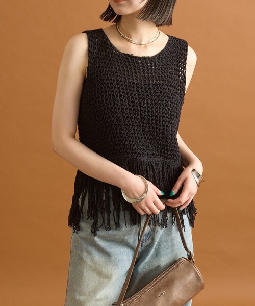 mysticリブニットとSpick クロシェットニットフロンタブルベスト 新品 Spick and Span ニット ベスト ジレ スピックアンドスパン