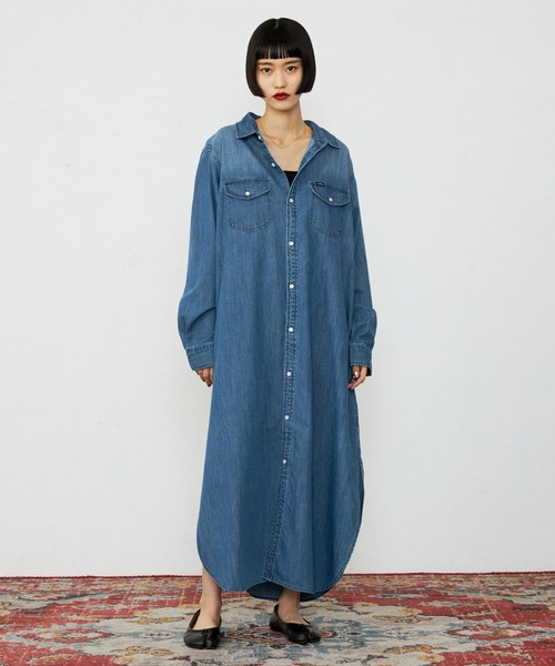 美品✨Lee リー デニムワンピース 長袖 ブルー F 羽織り 美品✨Lee リー デニムワンピース 長袖 ブルー F 羽織り - メルカリ