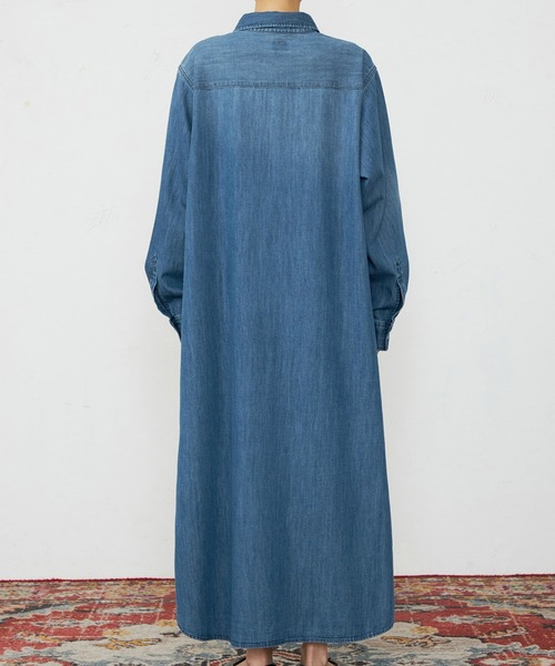 Lee(リー)の「Lee/リー デニムシャツワンピース シャツドレス ルーズシルエット(シャツ/ブラウス・レディース・ブルー/ライトインディゴブルー・SMALL/MEDIUM)」の7枚目の写真